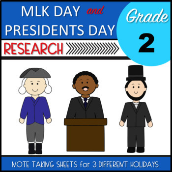 Preview of Second Grade Martin Luther King Jr. and Presidents Day Research