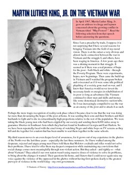 Preview of Martin Luther King, Jr. and the Vietnam War Speech Analysis