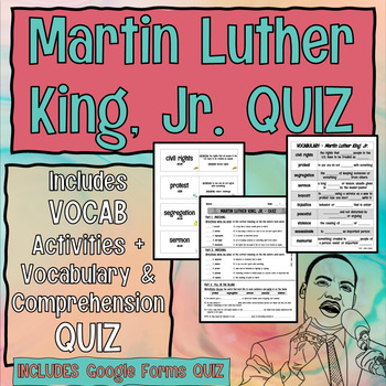 Preview of Martin Luther King, Jr. Quiz - Aligned to Martin Luther King by Kitson Jazynka