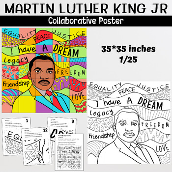 Preview of Black history month collaborative poster, art project, Martin Luther King Jr