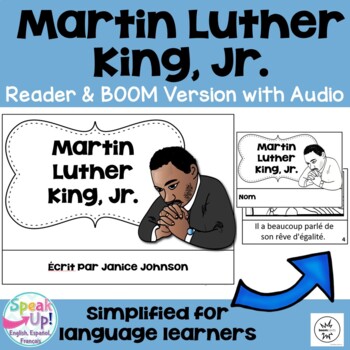 Preview of Martin Luther King, Jr French MLK Reader Print & Boom Cards w Audio | français
