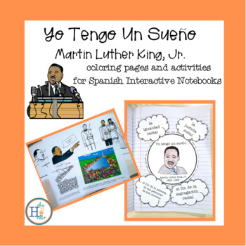 Preview of Martin Luther King, Jr. Coloring Pages & Interactive Spanish Notebook Resource