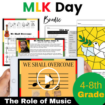 Preview of Martin Luther King Jr music history Freedom song We Shall Overcome' -  Bundle