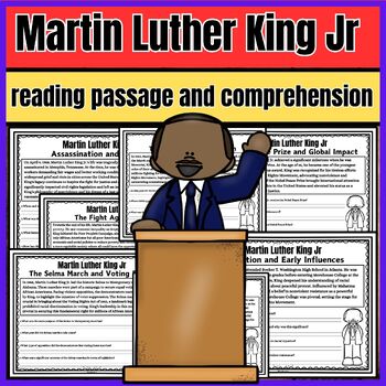 Preview of Martin Luther King Jr reading passage and comprehension questions