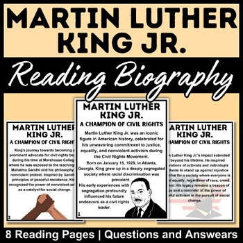 Preview of Martin Luther King Jr.'s Biography & Reading Black History Month Activities