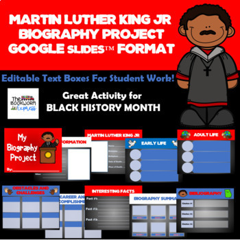 Preview of Martin Luther King Junior Biography Project Google Slides™