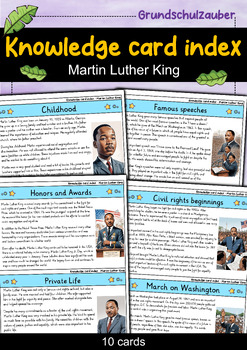 Preview of Martin Luther King - Knowledge card index - Famous personalities (English)