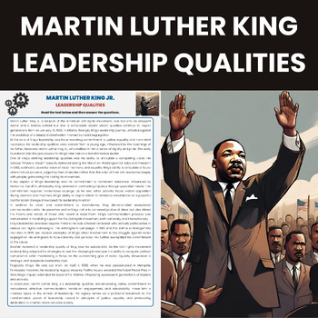 Preview of Martin Luther King Jr Leadership Qualities Reading Comprehension Worksheet