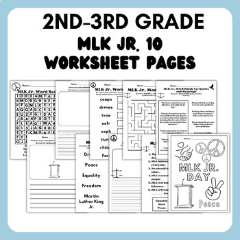 Preview of Martin Luther King MLK Jr Activities/worksheet Pages Packet- Reading and Games!