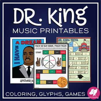 Preview of Martin Luther King | MLK Music Activities, Worksheets, & Coloring Pages
