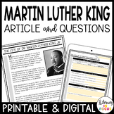 Martin Luther King Jr Passage and Questions | Print & Digi