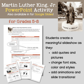 Preview of Martin Luther King PowerPoint Activity for Grades 5-8