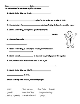 Preview of Martin Luther King Primary Assessment