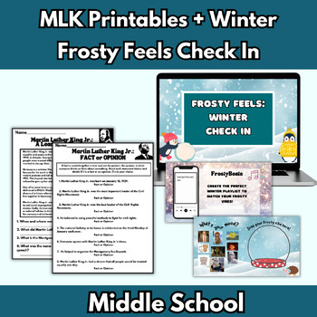 Preview of Martin Luther King MLK Day Printables Winter Check In SEL Activity Middle School