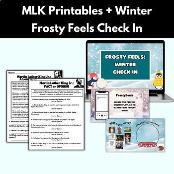 Preview of Martin Luther King MLK Printables Winter Check In SEL Activity Upper Elementary