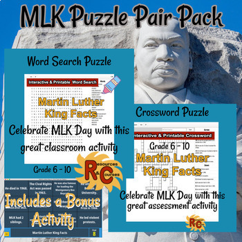 Preview of Martin Luther King Puzzle Pair Pack with Bonus Activity G6-10