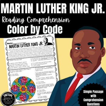 Preview of Martin Luther King Reading Comprehension Color by Code Activity 3rd Grade