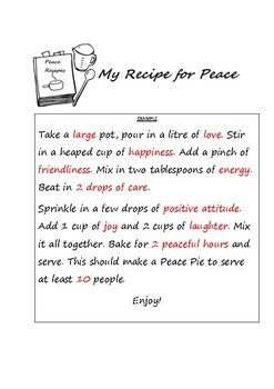 Preview of Martin Luther King - Recipe for Peace activity