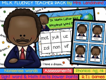 Preview of NWF - RTI Nonsense Word Fluency | Martin Luther King Day CVC Activity Bundle