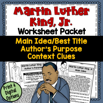 Preview of Martin Luther King Test Prep Worksheets Bundle | PDF and Digital |