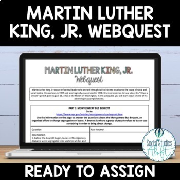 Preview of Martin Luther King Webquest Digital Activity No Prep Google Doc™