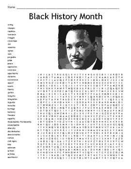 Preview of Martin Luther King Word Search Black History Month Word Puzzle Sub Plan