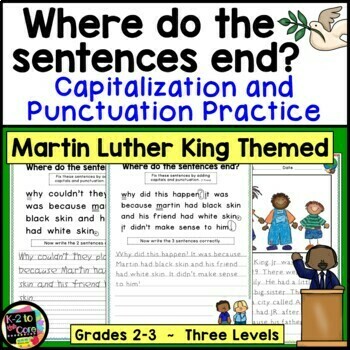 Preview of Martin Luther King Writing Capitalization and Punctuation Practice | Biography