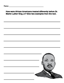 Martin Luther King Writing Prompt by Cathryn Wells | TpT