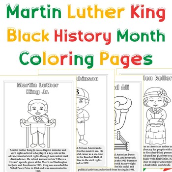 Preview of Martin Luther King and Black History Month coloring pages