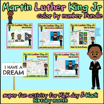 Martin Luther King day Jr Color By Number BUNDLE- Black History month ...