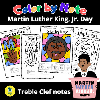 Preview of Martin Luther King jr. Day - Color by Note -  Treble Clef Notes