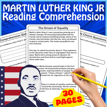 Preview of Martin Luther King jr Reading Comprehension Passage Activities and Question