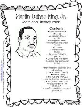 Preview of Martin Luther King_math and literacy pack_FIRST GRADE