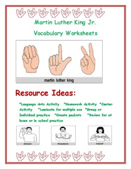 Preview of Martin Luther King worksheets in ASL (American Sign Language)