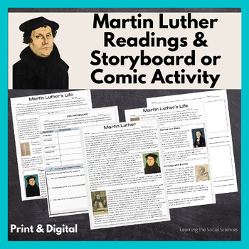 Preview of Martin Luther & Reformation Readings & Comic/Storyboard Activity Print & Digital