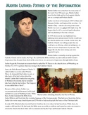 Martin Luther Reading and Common Core Worksheet
