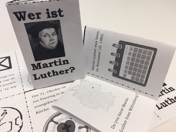 Preview of Martin Luther (Reformation) Foldable Mini Book - English and German