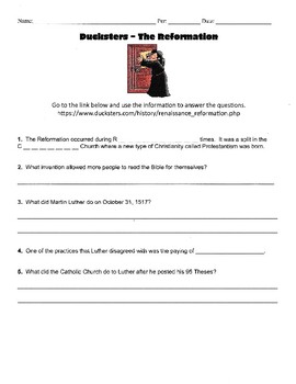 Martin Luther Worksheet by Kevin's Study Shop | TPT