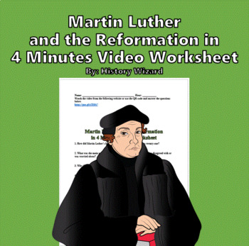 Preview of Martin Luther and the Reformation in 4 Minutes Video Worksheet