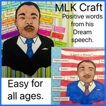 Preview of Positive Words of Martin Luther king, Jr. I Have a DREAM, Black History Craft