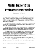 Martin Luther & the Protestant Reformation reading with questions