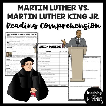 Preview of Martin Luther vs. Martin Luther King Jr. Reading Comprehension Renaissance