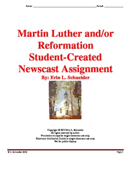 Preview of Martin Luther/Reformation Student-Created Newscast