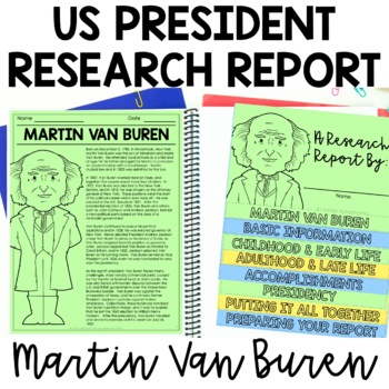 Preview of Martin Van Buren Research Report | President Biography | 3rd-5th Grade History