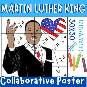 Preview of Martin Luther king jr Collaborative Poster Art, French MLK Day coloring pages