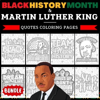 Preview of Martin luther king jr | Mlk - Black History Month Quotes Coloring Pages BUNDLE