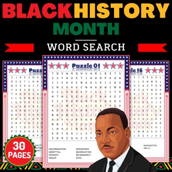 Preview of Martin luther king jr | Mlk & Black History Month Word Search With Solution