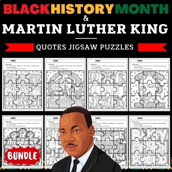 Preview of Martin luther king jr Mlk - Black History Month quotes Jigsaw Coloring Puzzles