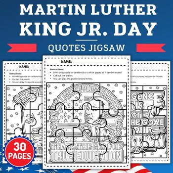 Preview of Martin luther king jr | mlk Quotes Jigsaw Coloring Puzzles Activities #TOAST23