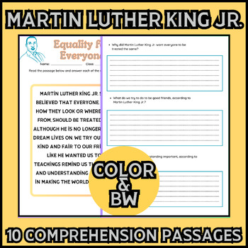 Preview of Martin luther king legacy|Comprehension passage|first and second grade students